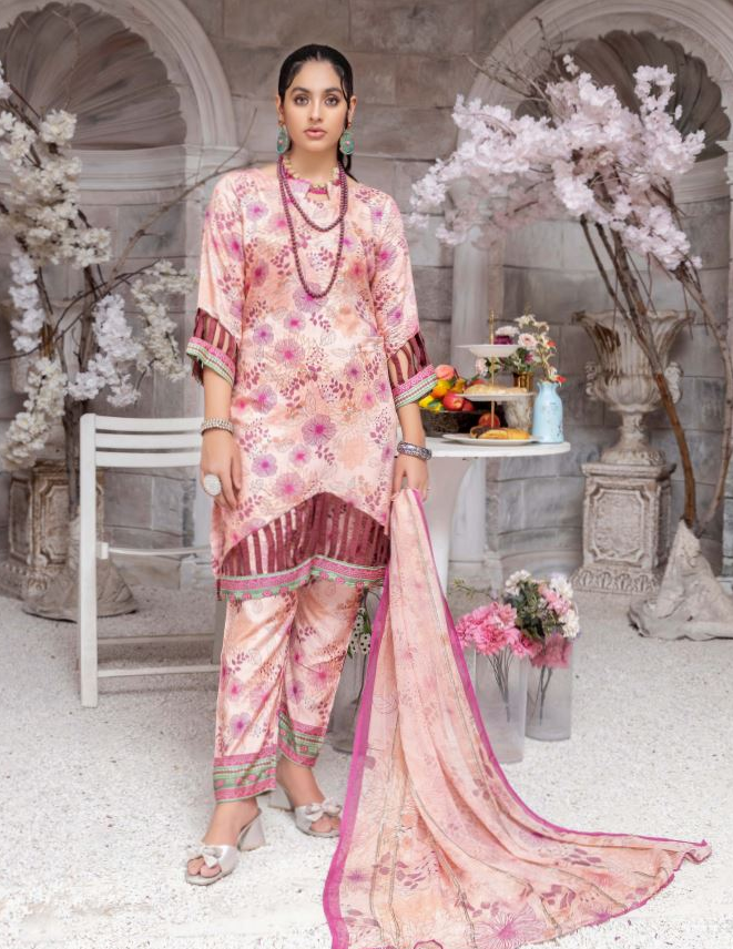 AIN ALIF Viscose Full Suit Print Suit Chiffon Dupatta