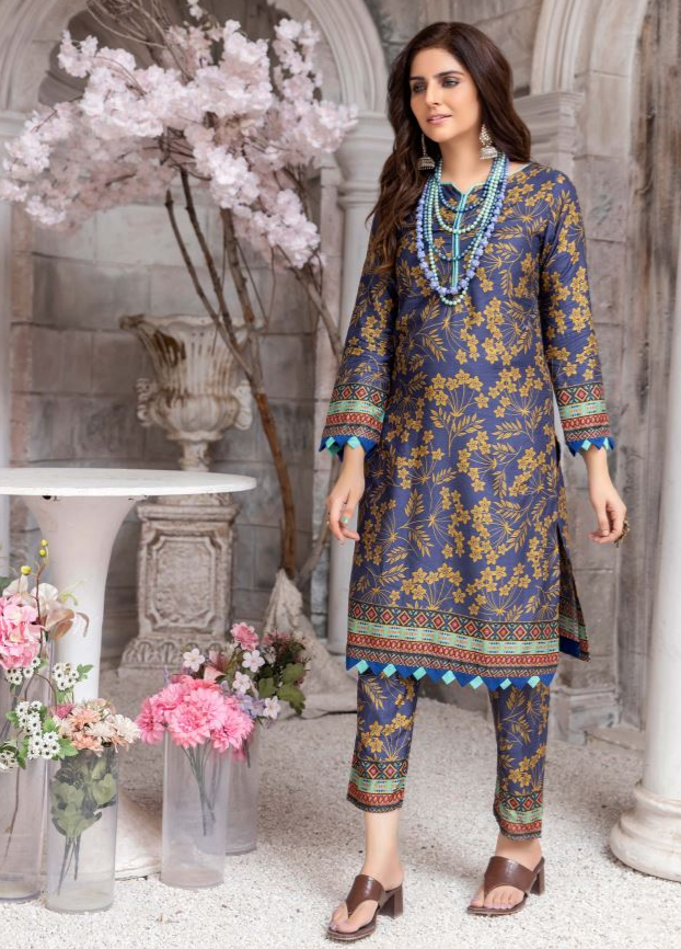 AIN ALIF Viscose Full Suit Print Suit Chiffon Dupatta