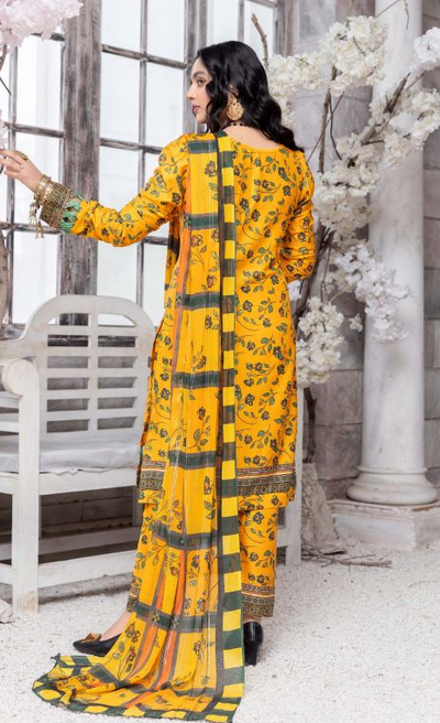 AIN ALIF Viscose Full Suit Print Suit Chiffon Dupatta