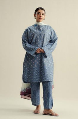 COCO ZS WILLOW - 10 B Digital Printed  Cambric Suit With Digital Printed  Silk Dupatta