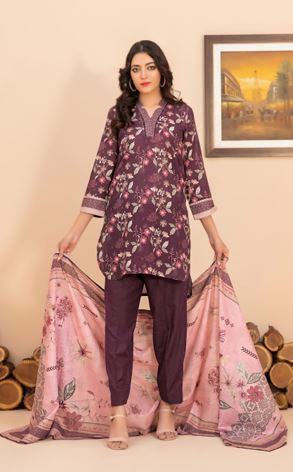 RAHAF TAWAKKAL 4787 Un-Stitched Digital Printed Khaddar Shirt Designs with  Exclusive Digital Printed Khaddar Dupatta & Un-Stitched Plain Khaddar Shalwar Fabric