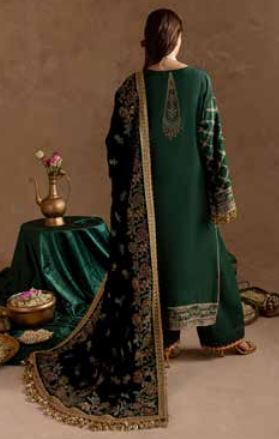 SEQUINS EMBROIDERED SUIT WITH  SEQUINS EMBROIDERED VELVET SHAWL 3PC