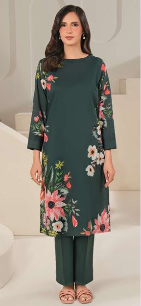 U4015 TEAL Printed Cambric Suit 2pc