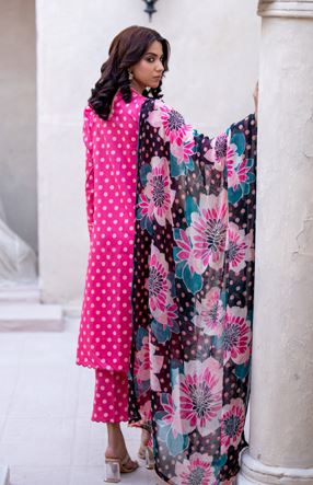 Allover print lawn suit with chiffon Dupatta