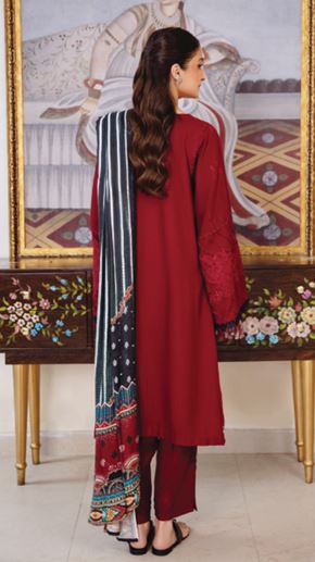 SERENE HUMDUM 05 Premium Embroidered  DHANAK Collection with Printed Wool Shawl
