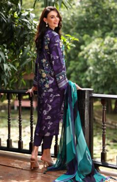 DAILY DELIGHTS NUREH DD-21 Embroidered slub linen viscose collection with bamber chiffon dupatta