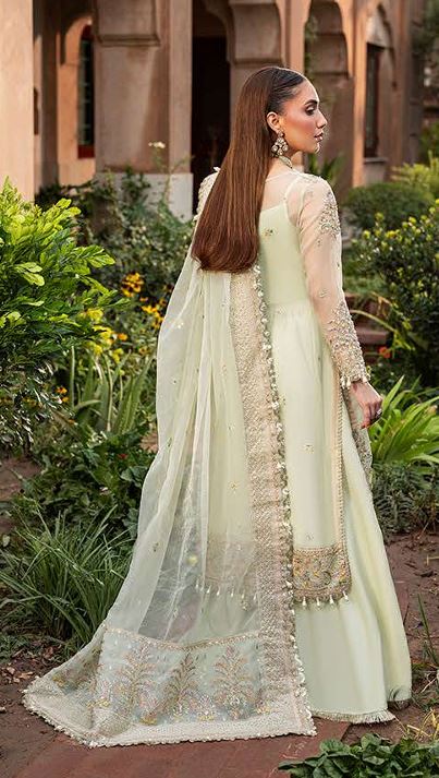 AYLIN SAGE HAND EMBELLISHED ORGANZA SUIT WITH ORGANZA DUPATTA
