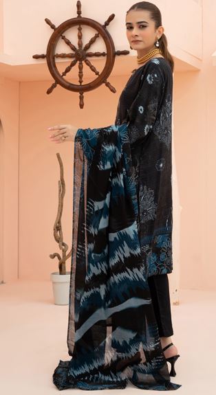 AIN ALIF V/361 05 Printed And Embroidered Viscous Bana Dora With Diamond  Dupatta And Fine Plain Trousers