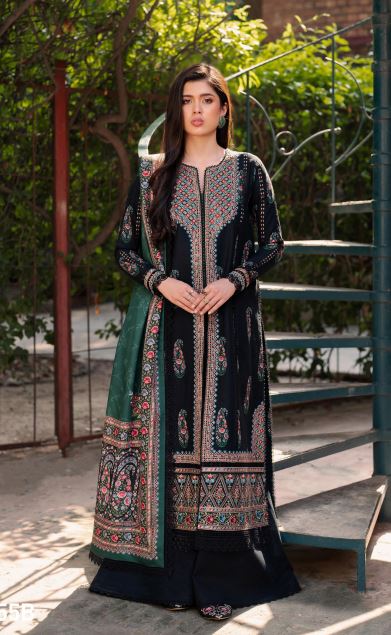 Bin Ilyas Diara Unstitched Embroidered Khaddar 3pc