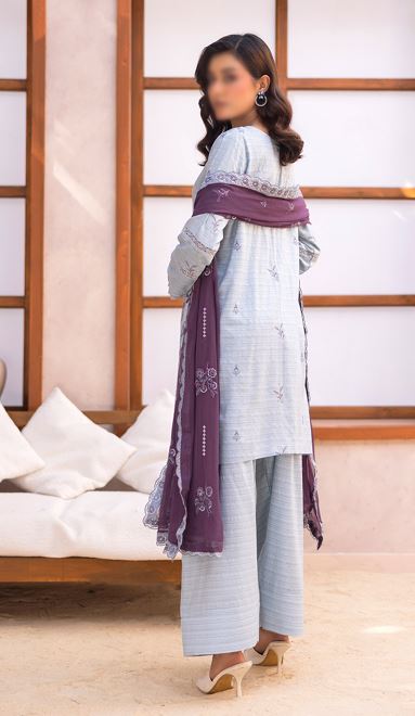 Luxury Viscose Black Slub Embroidery Suit with Chiffon Embroidery Dupatta