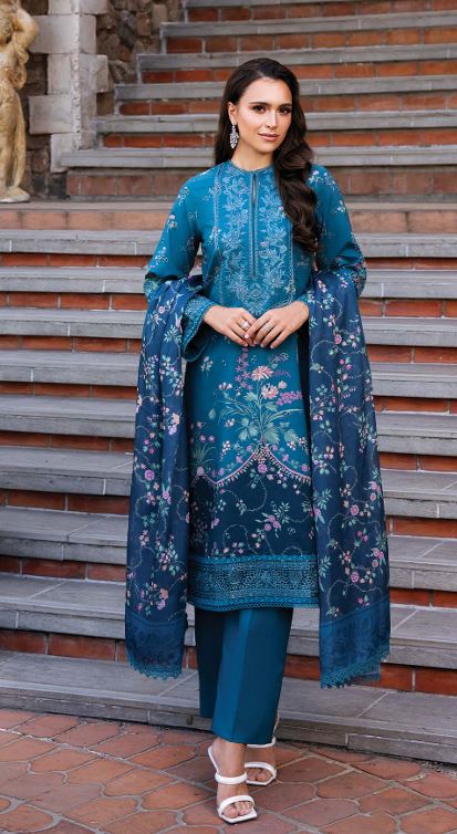 AFROZEH DAMASK AL-25-V2-05 B Lawn Embroidery suit with fancy Silky Dupatta