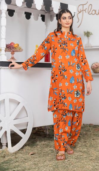 EHSAAS ORANG V/35 10 Allover Print Suit 2 piece