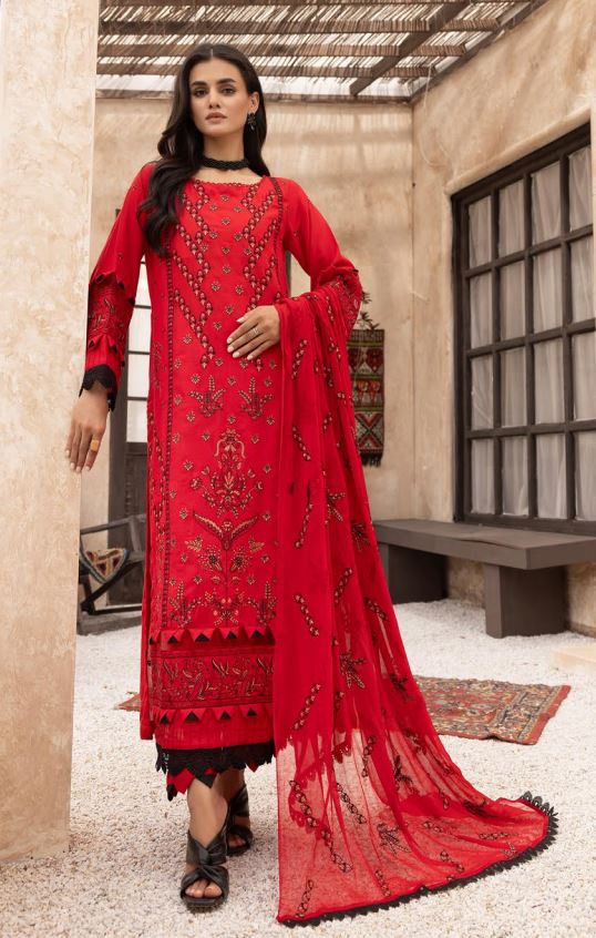 Karandi embroidery suit with chiffon embroidery dupatta