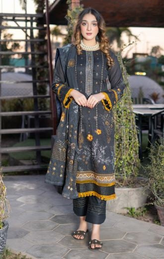 Lawn Embroidery suit with fancy Dupatta