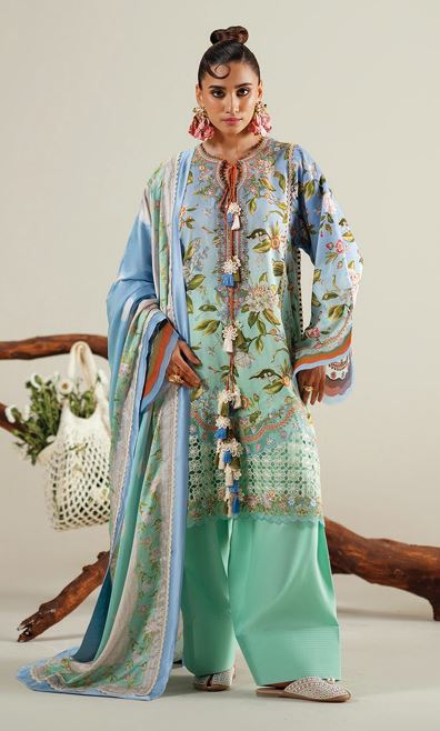 ERES BONITA BIN ILYAS 1105 B Embroidered  Viscous Printed Suit  With Digital Printed  Silk Dupatta