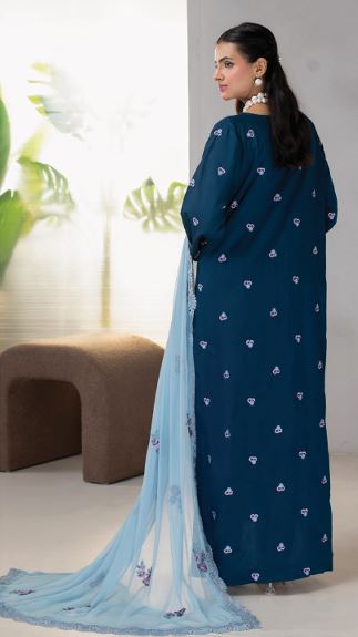 ELLENA HUMDUM 05 Premium Embroidered Viscose Collection with Heavy Embroidered Chiffon Dupatta.