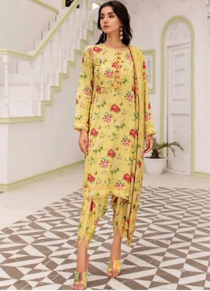 SANAM SAEED AANGAN Premium Viscose Full Print Suit with Crinkle Print Dupatta