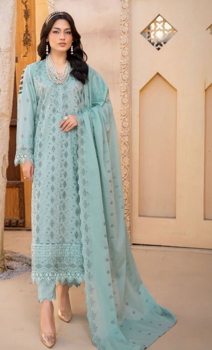 Lawn Embroidery Suit With Chiffon Embroidery Dupatta