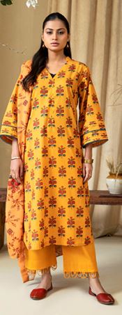 Digital Printed Embroidered Khadar Suit with Embroidered Shawl