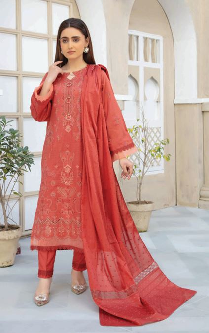 Lawn Embroidery suit with fancy Dupatta