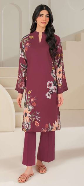 U4015 PINK Printed Cambric Suit 2pc