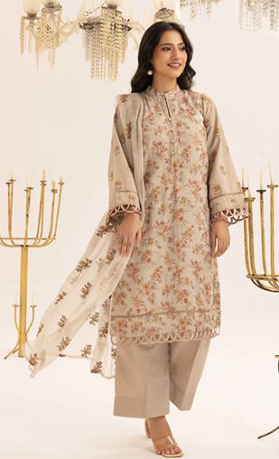 JASMIINE MAHEES RA 06 Elegant embroidered karandi suit with embroidered crinkle duppata
