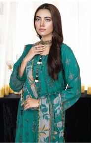 Viscose embroidery suit with chiffon dupatta