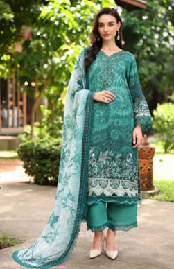 DAILY DELIGHTS NUREH DD-22 Embroidered slub linen viscose collection with bamber chiffon dupatta