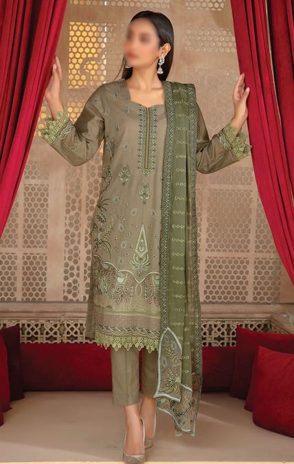 ANDLEEB FATIMAS V/1837 06 Supreme Slub Lawn Embroidery Suit With Fancy Chiffon Embroidery Dupatta