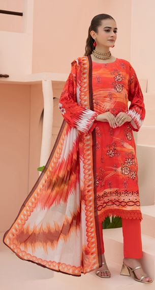 AIN ALIF V/361 06 Printed And Embroidered Viscous Bana Dora With Diamond  Dupatta And Fine Plain Trousers