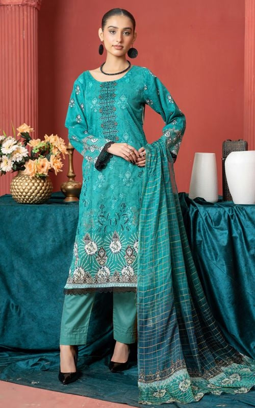 Lawn Embroidery suit with fancy Dupatta