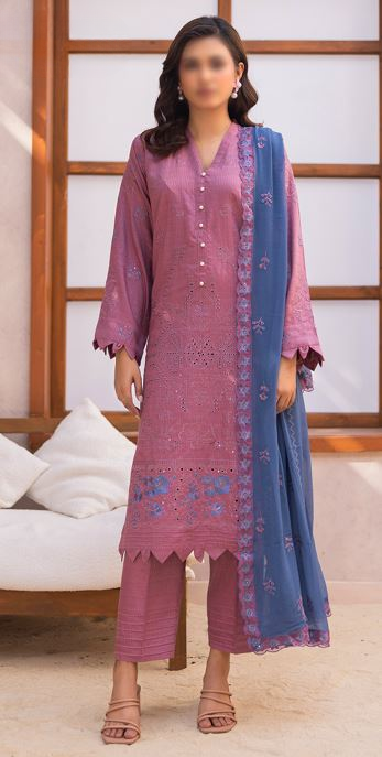 Luxury Viscose Black Slub Embroidery Suit with Chiffon Embroidery Dupatta