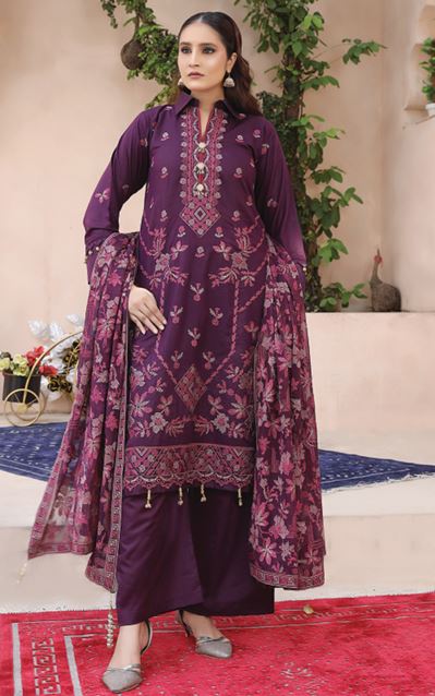 Rangoon RA 06 Exclusive karandi embroidery shirt exclusive bamber embroidered shawl with karandi plain trouser