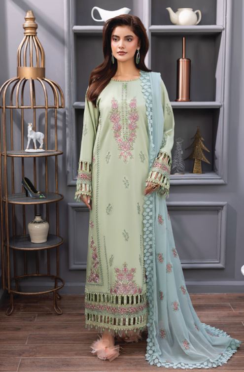 FAREEHA HUMDUM 006 Premium Embroidered  VISCOSE Collection with Heavy Embroidered Chiffon Contrast Duppata