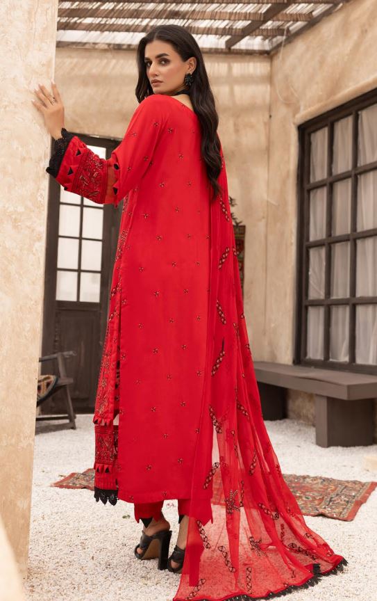 Karandi embroidery suit with chiffon embroidery dupatta