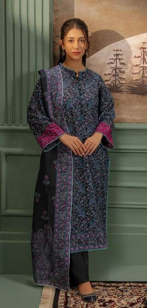 WUW24E20347 Digital Printed Embroidered  Khaddar Suit 2pc