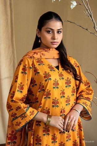 Digital Printed Embroidered Khadar Suit with Embroidered Shawl