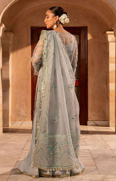 AYLIN AQUA HAND EMBELLISHED ORGANZA SUIT WITH ORGANZA DUPATTA