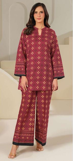U4221 RED Printed Cambric Suit 2pc