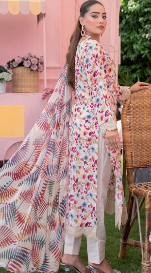 LAMHAY RA 06 Lawn Embroidery Suit With Crinkle Dupatta