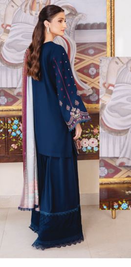 SERENE HUMDUM 06 Premium Embroidered  DHANAK Collection with Printed Wool Shawl