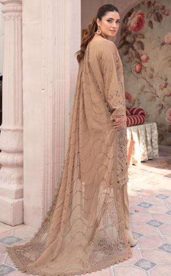 Mehwish RA 06 luxury embroidered karandi shirt with embroidered stitch patch crinkle duppata