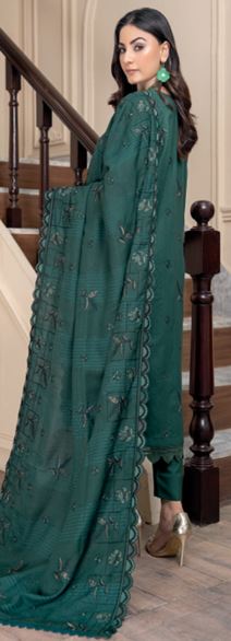 MAHGUL RA 06 Fancy peach embroidered shirt with fancy wool velvet yarn embroidered stitch patch shawl