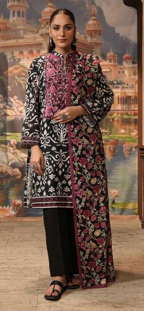 WUW24E20348 Digital Printed Embroidered  Khaddar Suit 2pc