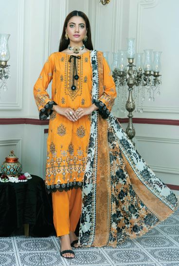 Viscose embroidery suit with chiffon dupatta