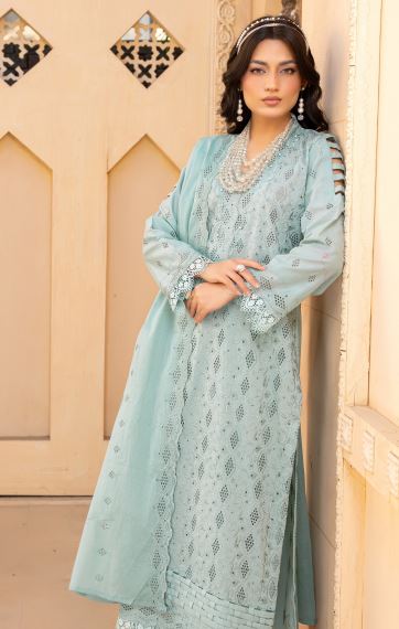 Lawn Embroidery Suit With Chiffon Embroidery Dupatta