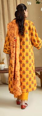 Digital Printed Embroidered Khadar Suit with Embroidered Shawl