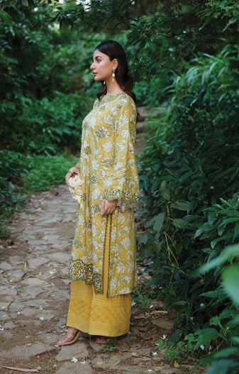 Linen embroidery suit with chiffon embroidery dupatta