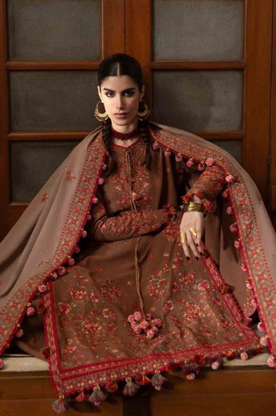 Embroidered Karandi Suit With Embroidered Shawls 3PC