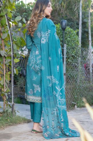 Lawn Embroidery suit with fancy Dupatta